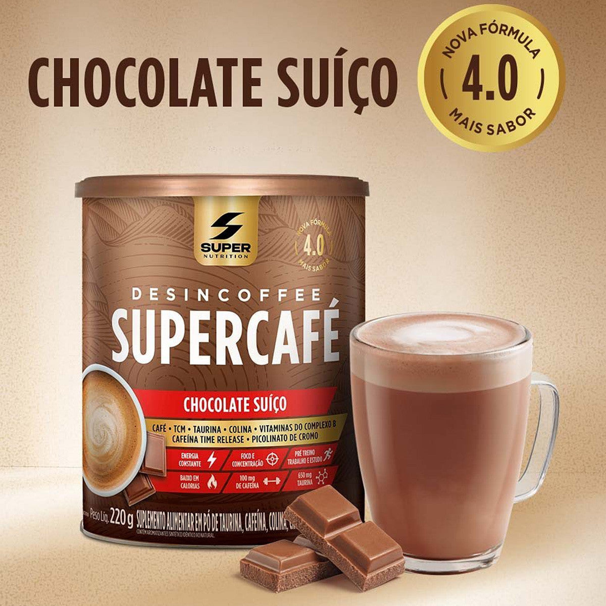 LANÇAMENTO Supercafé Desincoffee Swiss Chocolate - 220g