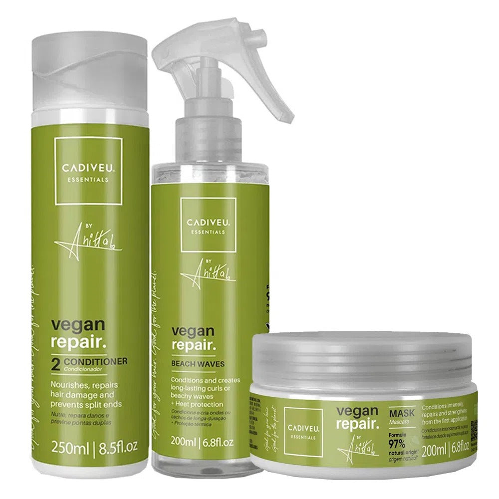 Kit Cadiveu Essentials Vegan Repair by Anitta - Shampoo + Máscara + Spray